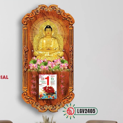 Lịch gỗ Phật A DI Đà treo tường
